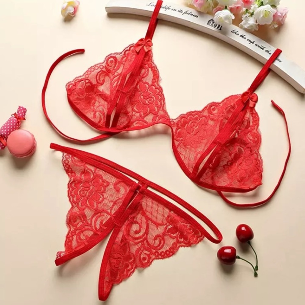 New Red Lace Medium Bra & Panties Set